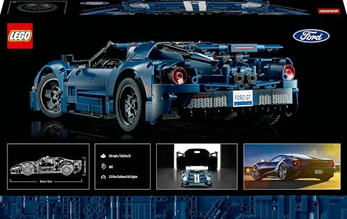 LEGO Technic 2022 Ford GT Car Model Kit for Adults to Build, 1:12 Scale Supercar with Authentic Features, Advanced Building Set, Collectible Gift For Men & Women 42154