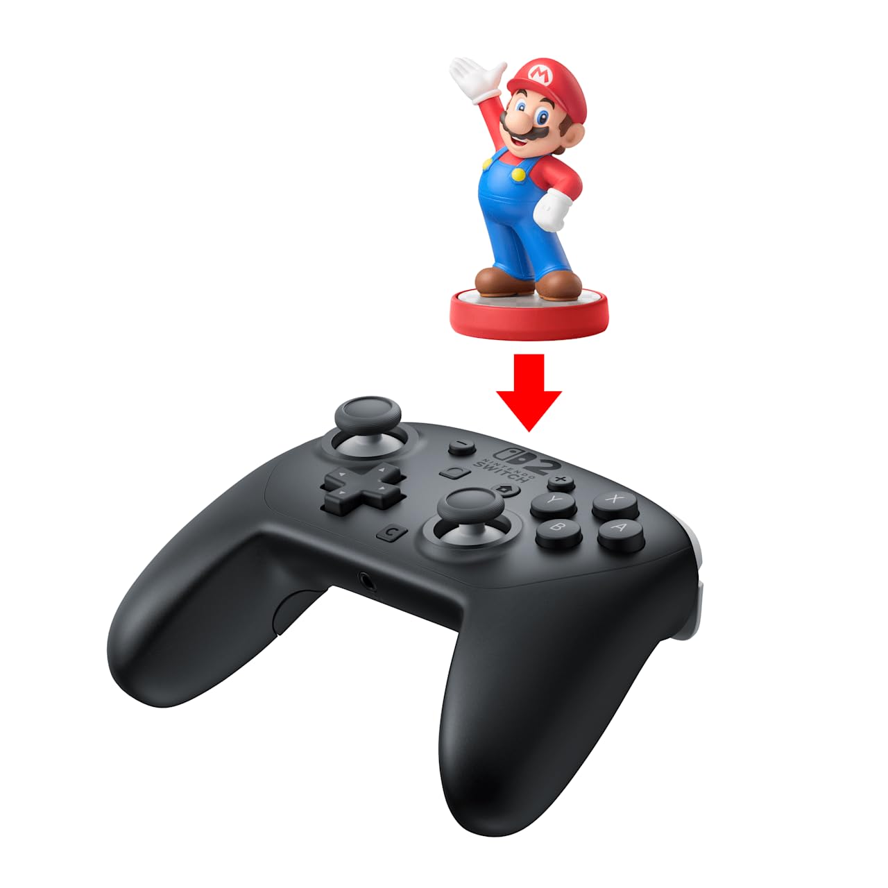 Nintendo Switch 2 Pro Controller by Nintendo, black wireless game controller with ergonomic design and button layout.