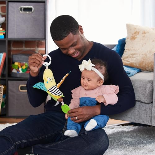 LAMAZE Bea the Banana sensory baby toy with colorful visuals and sounds, designed for newborns and infants up to 24 months.