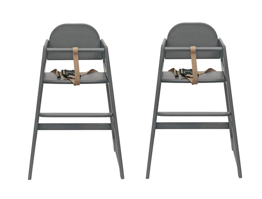 Safetots Two Pack of Simply Stackable Wooden High Chairs, Grey, Highchairs for Baby and Toddler, Stylish and Practical, Baby Highchairs for Your Home or Space Saving High Chairs for Restaurant