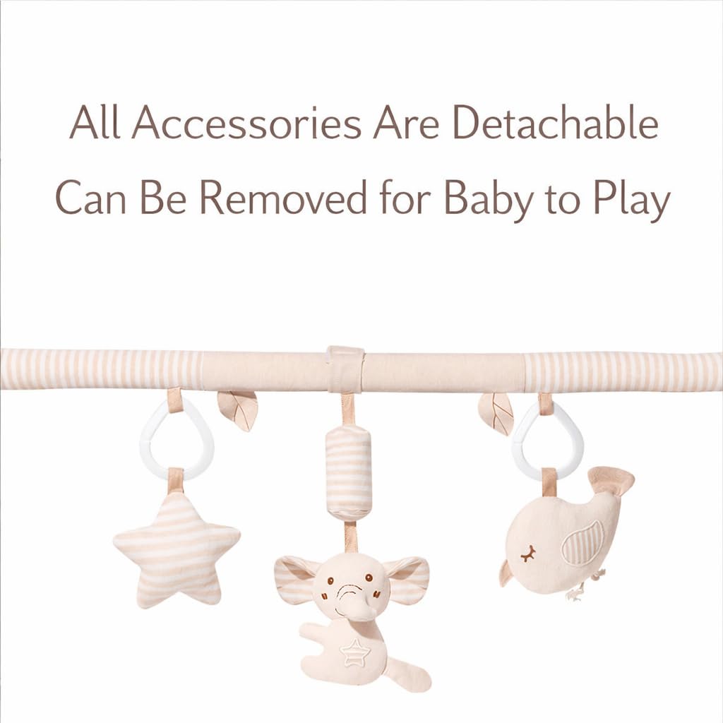blloocod baby stroller arch toy clip featuring an elephant, designed for crib, car seat, and bouncer entertainment.