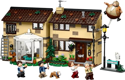 LEGO Harry Potter Privet Drive set with Aunt Marge, detailed interior, and five minifigures from Prisoner of Azkaban.
