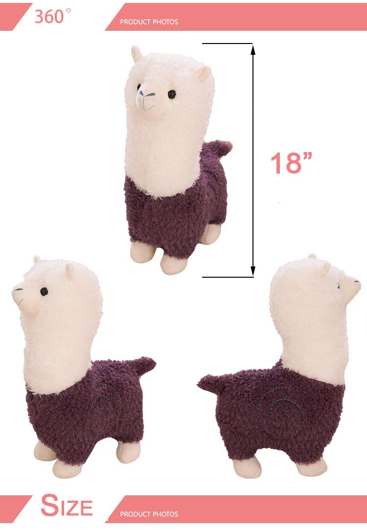 Auluda Spring Country Alpaca Plush Toy, Llama Stuffed Animal Large 45cm Doll Plushie Hug Pillow Soft Fluffy Cushion Super Kawaii Gift for Birthday Girls and Lovers Washable…