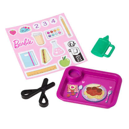 Barbie Teacher Doll with brunette hair in printed dress, toddler, and teaching accessories, ideal for imaginative play.