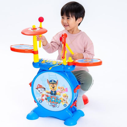 Lexibook, Paw Patrol, Electronic Set for Children, Musical Toy Game, Realistic Drum Sound, 8-Keys Keyboard, MP3 Plug, seat Included, Blue/red, K610PA