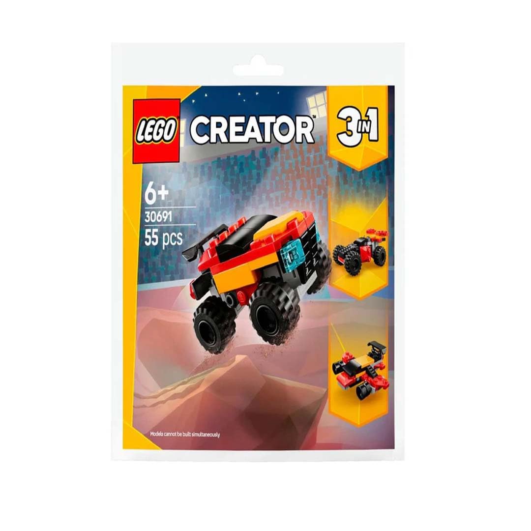 LEGO Creator 3-in-1 Monster Truck Building Paper Bag Set, 55 Pieces, Ages 6+, 30691