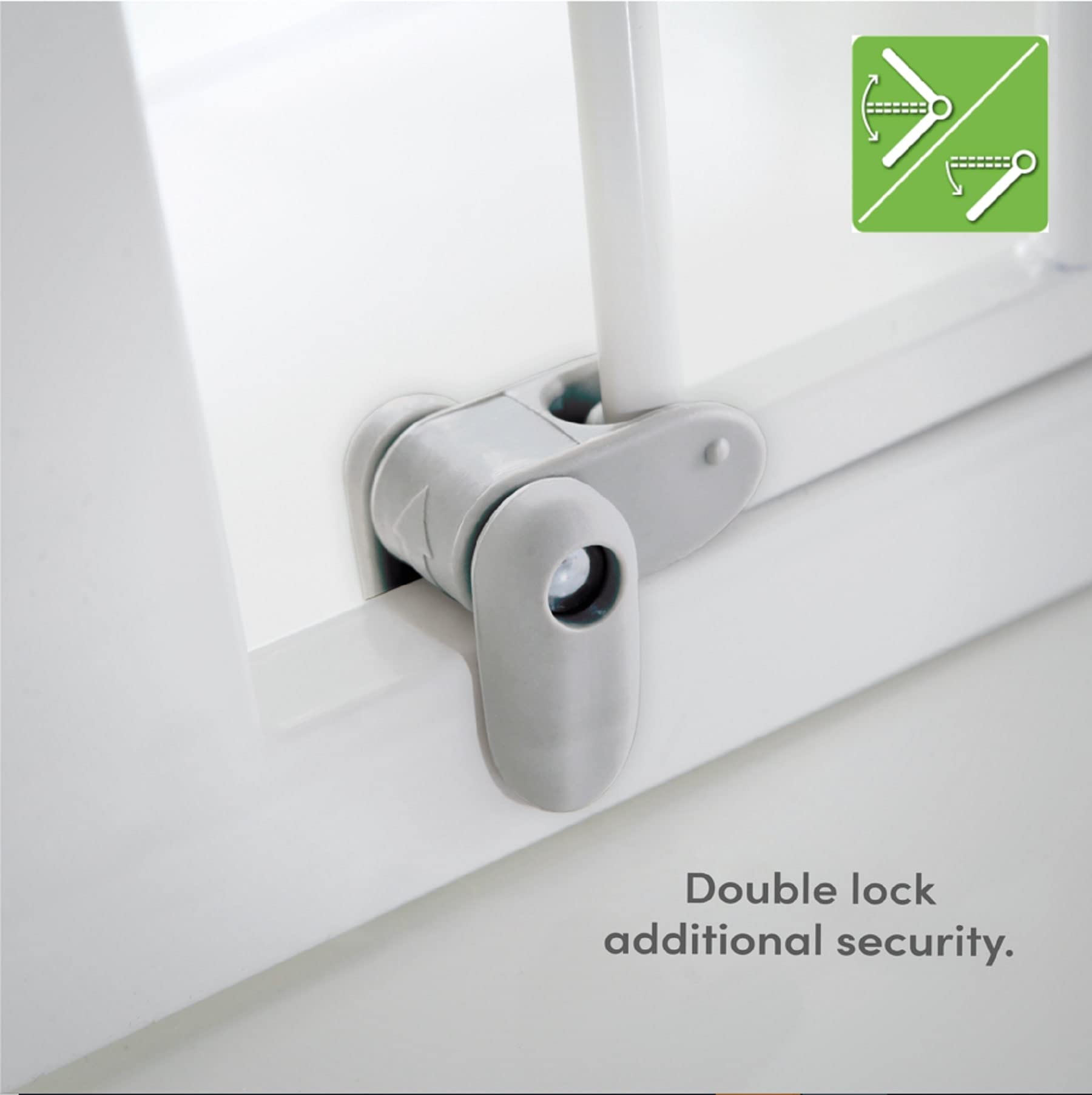 White Munchkin Lindam Sure Shut Axis pressure-fit toddler and baby stair gate for stairs and doorways, easy no-screw installation.