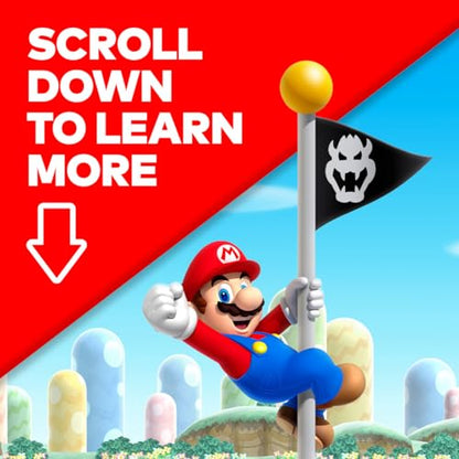 Screenshot of New Super Mario Bros. U Deluxe Nintendo Switch game cover with colorful Mario characters and vibrant background.