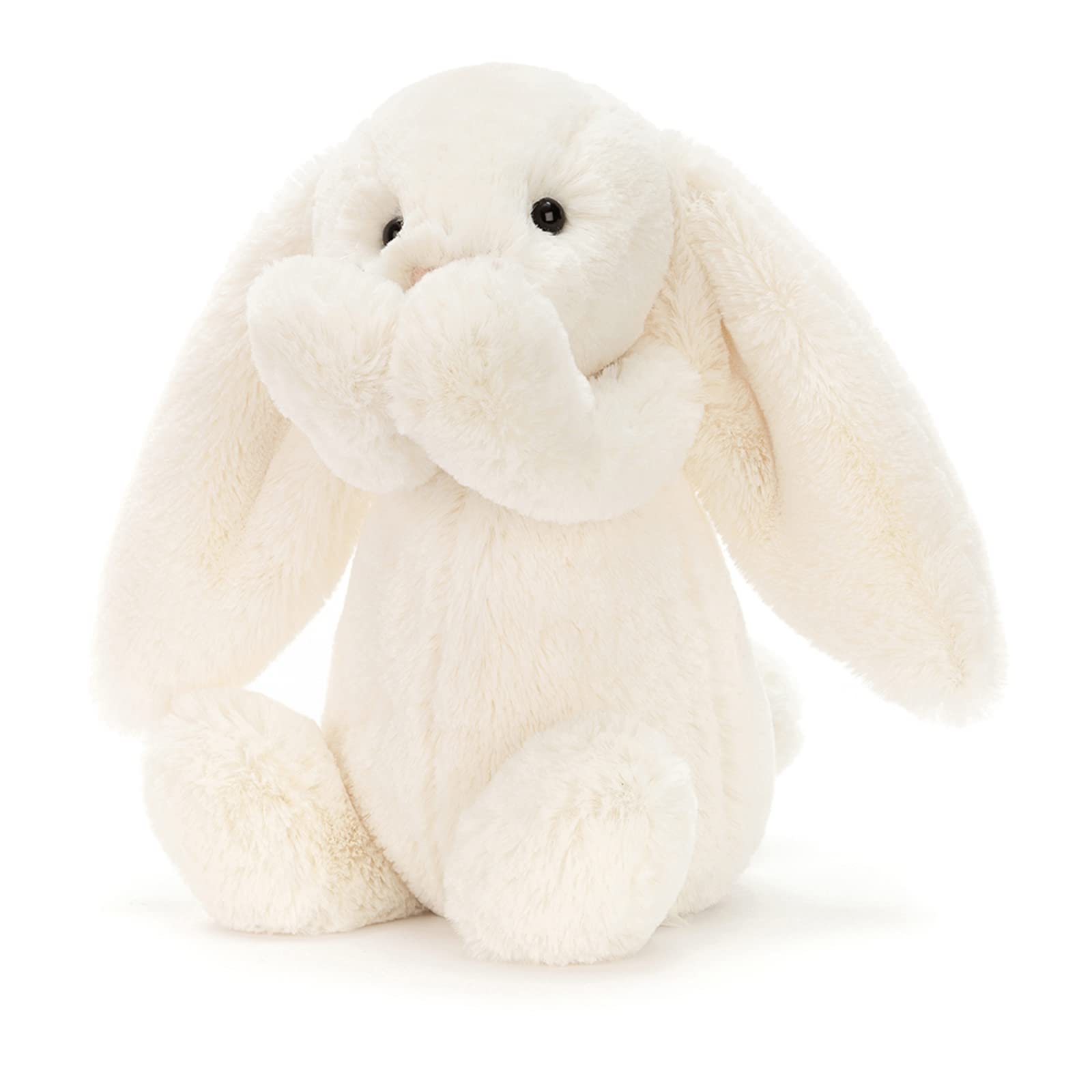 Cream Bashful Bunny plush toy by Jellycat, medium size, featuring soft fur and floppy ears, perfect for cuddling.