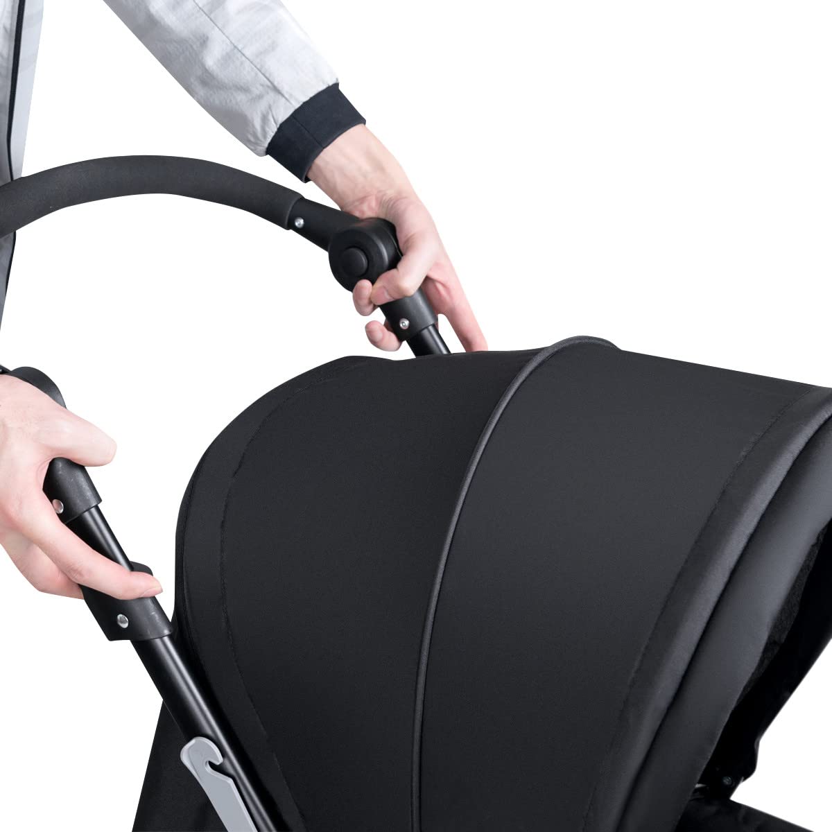 Maxmass Double Seat Baby Stroller, Folding Infant Pushchair with Adjustable Handlebar & Backrest, Storage Basket and Detachable Canopy, Travel Toddler Buggy for Shopping, Hanging Out (Black)