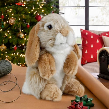 Living Nature Brown Sitting Lop Eared Rabbit, Realistic Soft Cuddly Bunny Toy, Naturli Eco-Friendly Plush, 18cm