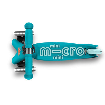 Micro Scooters | Mini Micro Deluxe LED Children's Scooter | Extra Grippy Deck | Weather Tested Stem | Remove & Fold Handlebar | Light Up Wheels | 2-5yrs | Boys & Girls | Aqua