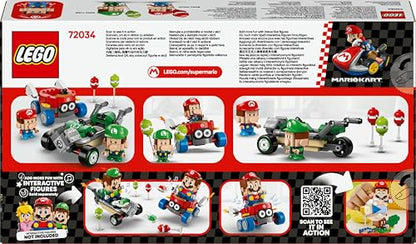 LEGO Super Mario Baby Mario and Baby Luigi toy set with two collectible Nintendo character figures and two cars for kids 8+
