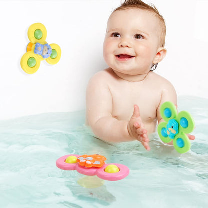 Vicloon Suction Cup Spinner Toys, 3-Pack Baby Bath Spinners with Suction, Dinosaur Design for 18+ Months