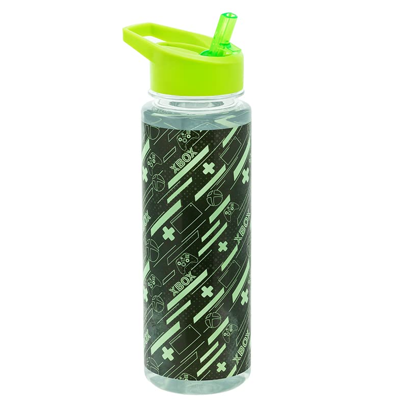 Paladone Xbox color change plastic water bottle with straw, 650 ml, multicolor, officially licensed gaming merchandise.