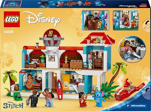 LEGO | Disney Lilo and Stitch Beach House Building Toy with 6 Rooms, Rooftop Observatory, a Spaceship and 5 Minifigures - Birthday Gift for 9+ Year Old Girls, Boys & Fans - 43268