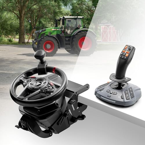 Thrustmaster SimTask FarmStick multifunctional farming joystick for PS5 and PC, featuring multiple control buttons and ergonomic design.