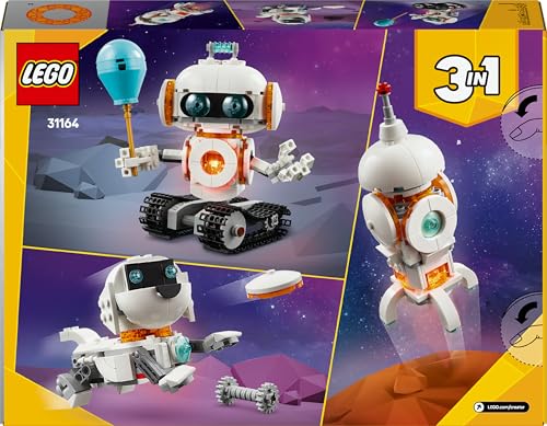 LEGO Creator 3in1 Space Robot toy set featuring robot, dog, and rocket models for kids aged 8 and up.