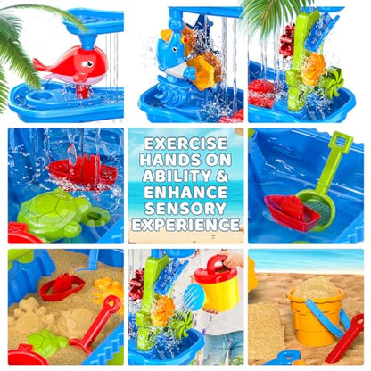 Doloowee Water Table for Toddlers, Sand and Water Table Summer Beach Toys Outdoor Toys Garden Toy for Kids 3 4 5 6 years old