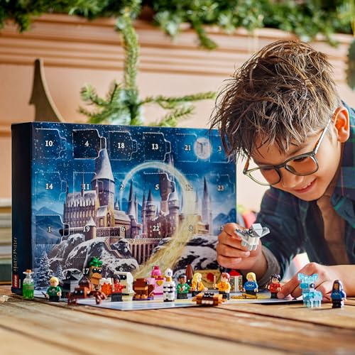 LEGO Harry Potter Advent Calendar 2025 featuring festive minifigures and mini builds for kids' Christmas countdown.