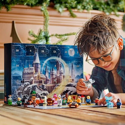 LEGO Harry Potter Advent Calendar 2025 featuring festive minifigures and mini builds for kids' Christmas countdown.
