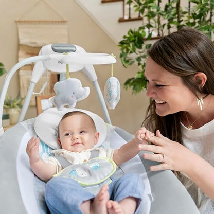 Ingenuity SimpleComfort baby swing with 6-speed multi-direction motion, vibrations, and nature sounds for infants 0-9 months.