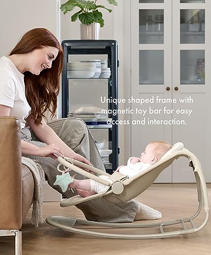 Mamas & Papas Tempo 3-in-1 Rocker/Bouncer, Lightweight, 3-Point Harness and Easily Removable Magnetic Toy Bar, Sand