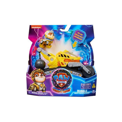 Paw Patrol: The Mighty Movie, Construction Toy Truck with Rubble Mighty Pups Action Figure, Lights and Sounds, Kids’ Toys for Boys and Girls 3+