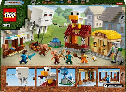 LEGO Minecraft The Ghast Balloon Village Attack Toy - incl. Steve's House, 4 Minifigures, Iron Golem Figure & Exploding Fountain Function - Gaming Gift for 10+ Year Old Boys, Girls & Fans - 21273