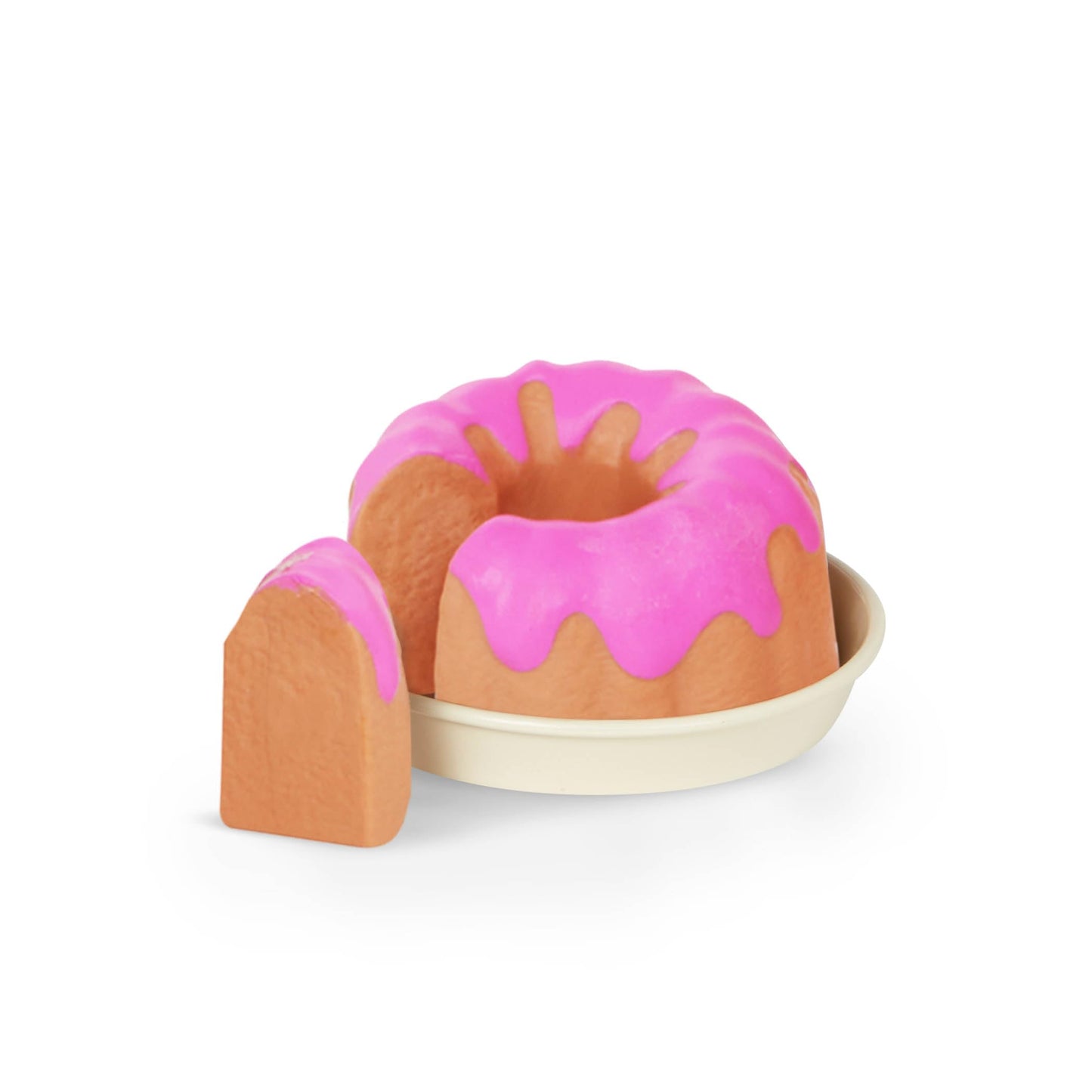 Our Generation pink mini fridge for dolls with play food accessories, featuring realistic design and 46cm size.