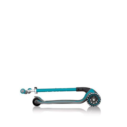 Globber Master Folding Scooter with Light Up Wheels and 5 height adjustable handlebars 74-94cm Suitable from 4 years max user weight 50kg (Teal), One Size