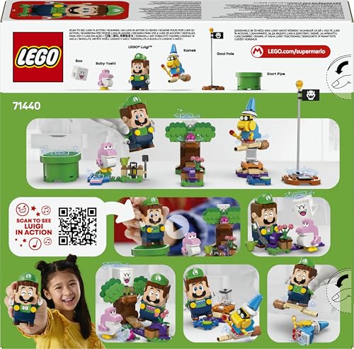 LEGO Super Mario Adventures set featuring LEGO Luigi, pink Baby Yoshi figure, garden playset for kids and gamers, perfect for ages 6+