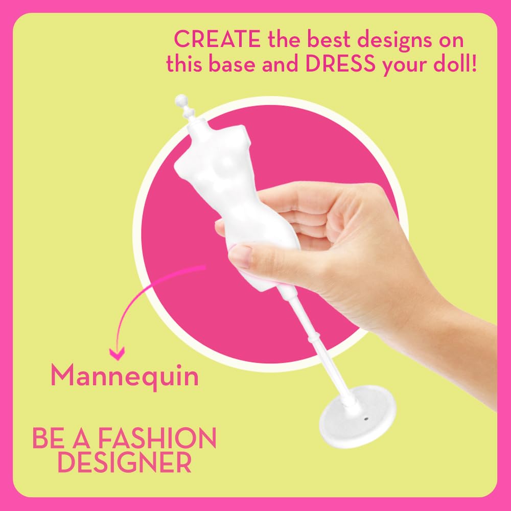 Barbie DIY Sparkle Fashion Designer Set with 130 pieces, featuring rhinestones, ribbons, and a mannequin for doll clothing design.