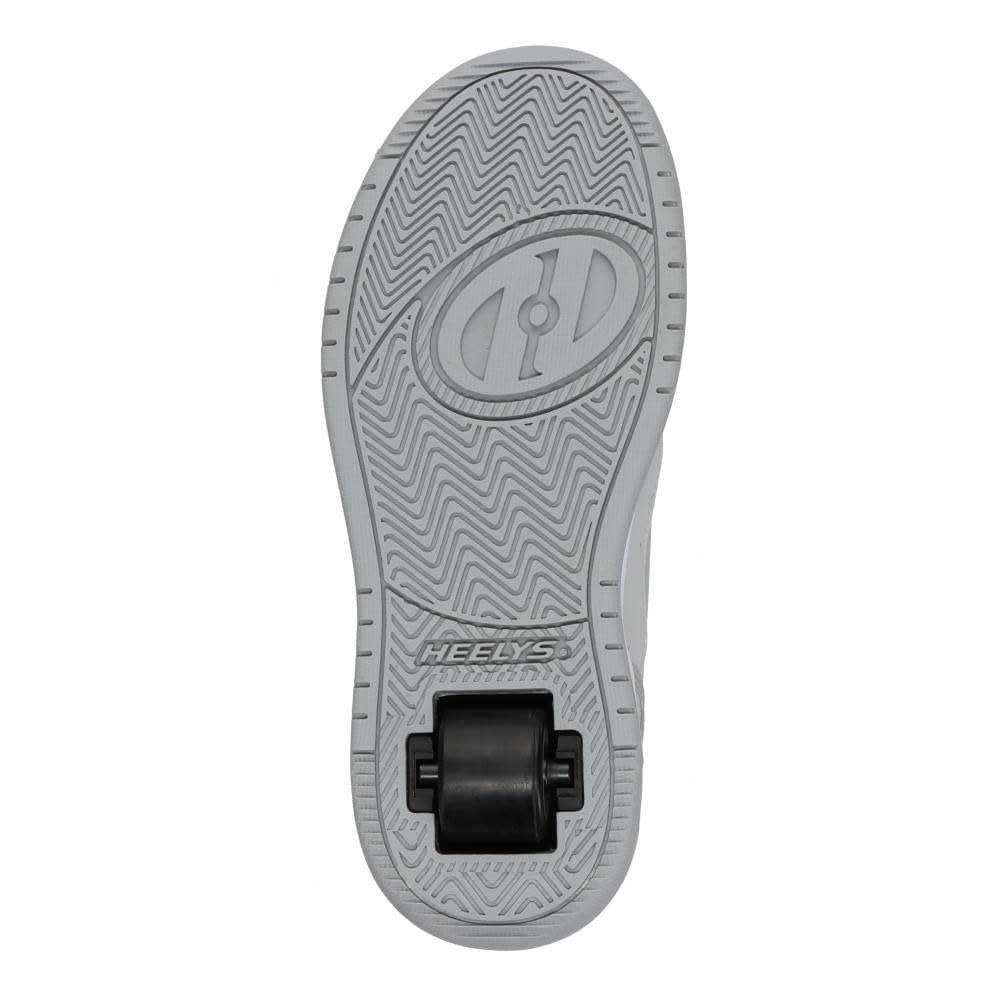 Heelys girls Rezerve low sneaker in grey with white accents, size 2 UK, showcasing sporty design and casual style.