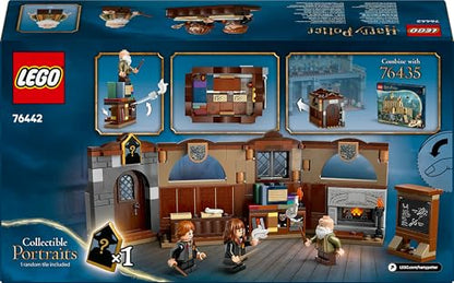 LEGO Harry Potter Hogwarts Castle Charms Class set with Hermione, Ron, and levitation function, ideal for ages 8 and up.