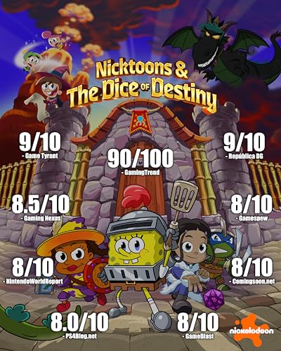 Nintendo Switch game case for Nicktoons & The Dice of Destiny by Game Mill, showing colorful cover art with characters and game title.