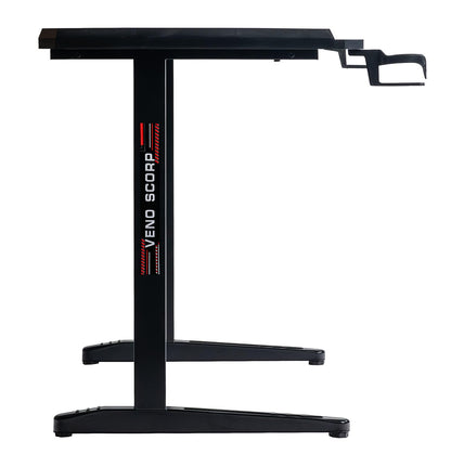 Veno Scorp Gaming Desk with LED Lights, USB, 120 x 60cm RGB Computer Desk T Shape, Gaming Table for Home Office, Black
