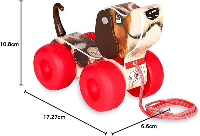 Basic Fun Fisher Price Classics Little Snoopy Pull Along Dog Toy | Retro Style Toddler Walking Toy with Interactive Features | Gift for Kids Aged 12+