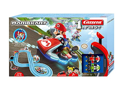 Carrera FIRST Nintendo Mario Kart slot car racing set with flip elements, 2.9 meters long, suitable for children aged 3+