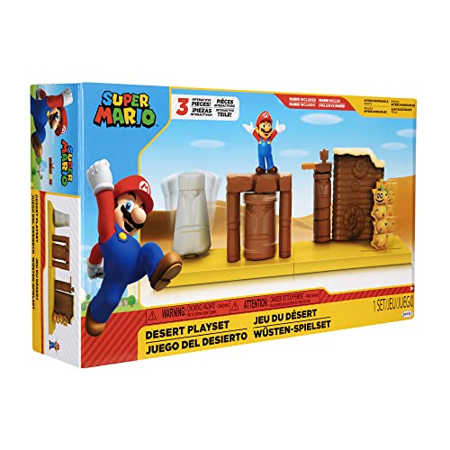Nintendo Super Mario Desert Playset with 2.5-inch Mario action figure, ideal for play and display by kids and collectors