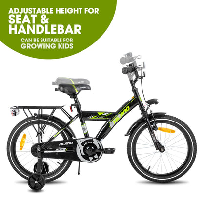 Hiland 18 Inch Kids Bike for Boys Girls, Bike for Kids with Hand Brake Coaster Brake, Kids Bicycle with Stabilisers Luggage Carrier, Black