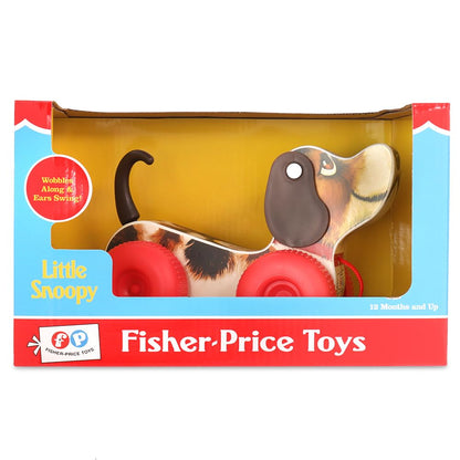 Basic Fun Fisher Price Classics Little Snoopy Pull Along Dog Toy | Retro Style Toddler Walking Toy with Interactive Features | Gift for Kids Aged 12+