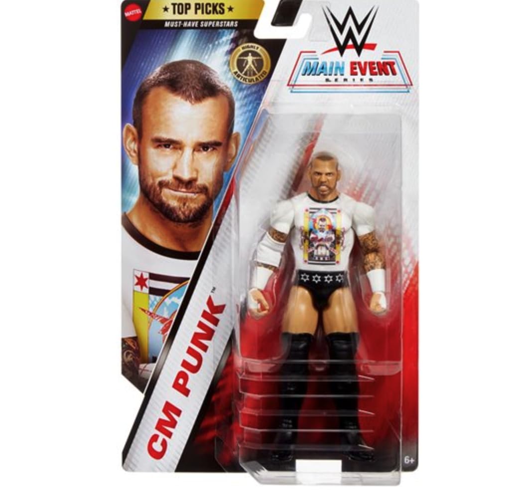 WWE Top Picks CM Punk Action Figure, 6-Inch, Main Event Series with 14 Points of Articulation