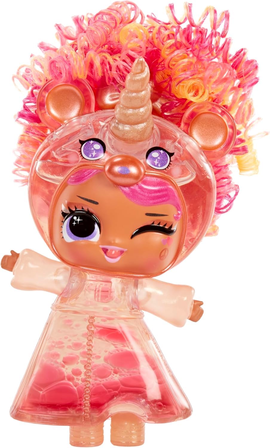 L.O.L. Surprise! Unicorns Tots doll with transparent features and colorful potions in blind packaging for kids ages 4+.