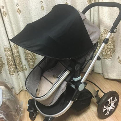 Black Esteopt pram sun shade cover with UPF50+ sun protection, breathable fabric, and foldable design for baby strollers and pushchairs.