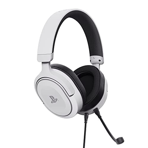 Trust Gaming GXT 498W Forta [Officially Licensed for PlayStation 5] Sustainable Gaming Headset for PS5 / PS4, 1.2m Cable, 50mm Drivers, Detachable Microphone, Wired Over-Ear Headphones - White