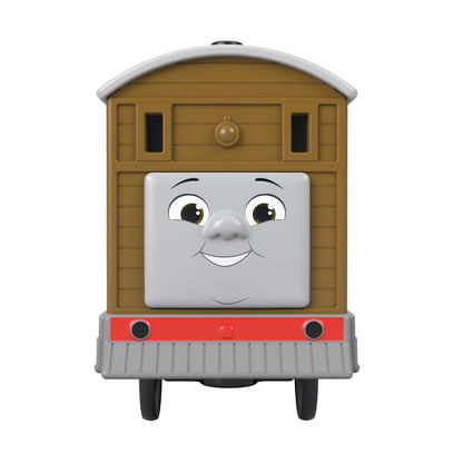 Thomas & Friends Motorized Toy Train Toby Battery-Powered Engine with Cargo Car for Preschool Pretend Play Ages 3+ Years, HTN30