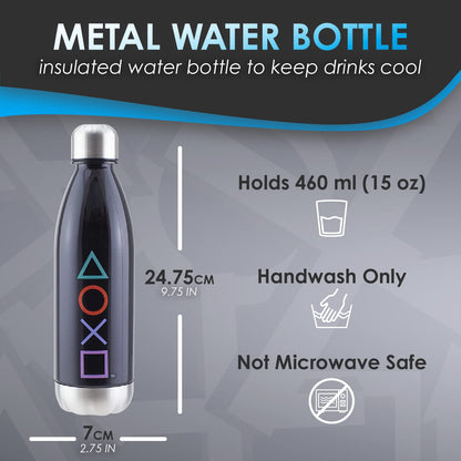 Paladone PlayStation gift set featuring Icons Light, stickers, and a bottle, showcasing official gaming merchandise.