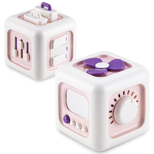 lerrbo Activity Cube Baby Toys for 1 Year Old Girl Gifts, Montessori Toys for Baby Girl, Travel Sensory Cube for Toddlers 1-3, Learning Fine Motor Skills,1st Birthday Gifts for 12 Months+