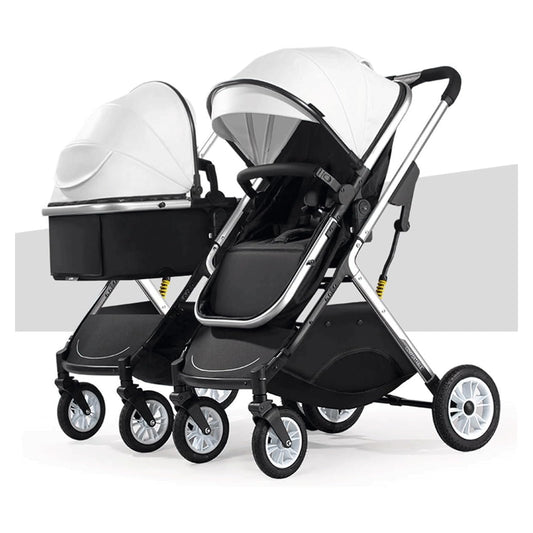 EYPKPL Lightweight Double Stroller Foldable Double Pushchair with Adjustable Canopy Baby Carriage Removable Prams Tandem Strollers